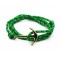 Slim 550 Green Paracord Survival Adjustable Weave Golden Anchors Bracelet 