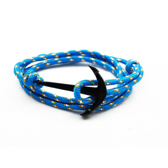Slim 550 Sky Blue  Paracord Survival Adjustable Weave PVD Anchors Bracelet 