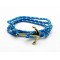 Slim 550 Sky Blue Paracord Survival Adjustable Weave Golden Anchors Bracelet 