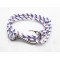 Slim 550 White Paracord Survival Adjustable Weave Silver Hook Bracelet 