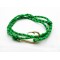 Slim 550 Green Paracord Survival Adjustable Weave Golden Hook Bracelet 