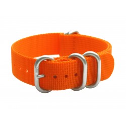 HNS Orange Heavy Duty Ballistic Nylon Watch Strap with 5 Brushed Stainless Steel Rings