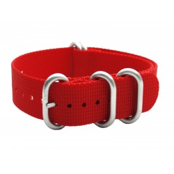 HNS Red Heavy Duty Ballistic Nylon Watch Strap with 5 Brushed Stainless Steel Rings