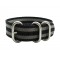 HNS 007 Black & Grey Heavy Duty Ballistic Nylon Watch Strap with 3 Brushed Stainless Steel Rings