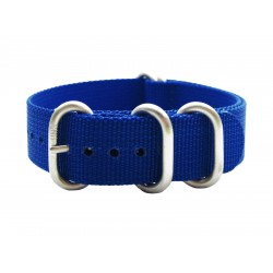 HNS Sky Blue Heavy Duty Ballistic Nylon Watch Strap with 5 Brushed Stainless Steel Rings