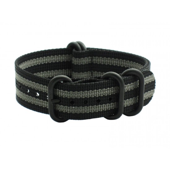 HNS 007 James Bond Black & Grey Heavy Duty Ballistic Nylon Watch Strap With 5 PVD Coated Buckle