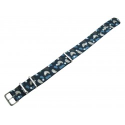 HNS Double Graphic Printed Ocean Heavy Duty Ballistic Nylon Watch Strap With Polished Stainless Steel Buckle